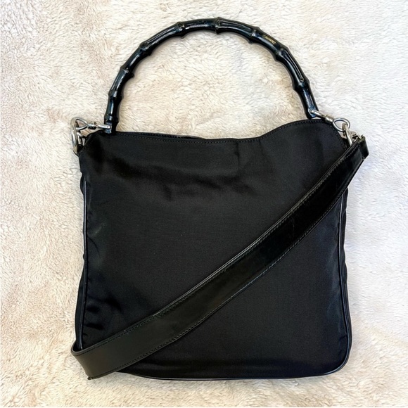 Gucci Bamboo Black Nylon Vintage 2-Way Shoulder Bag - Picture 8 of 16